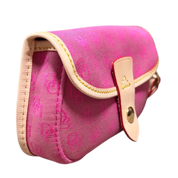 Vintage Dooney & Bourke Pink Monogram Clutch Wristlet - Picture 3 of 8